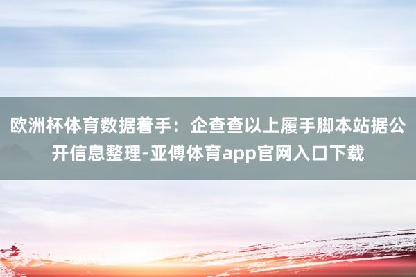 欧洲杯体育数据着手：企查查以上履手脚本站据公开信息整理-亚傅体育app官网入口下载