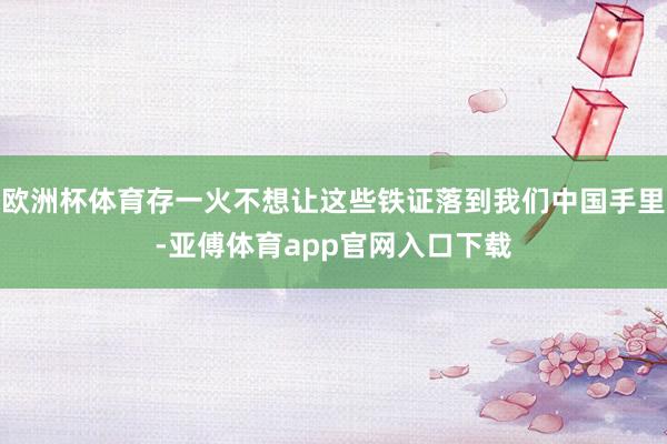 欧洲杯体育存一火不想让这些铁证落到我们中国手里-亚傅体育app官网入口下载