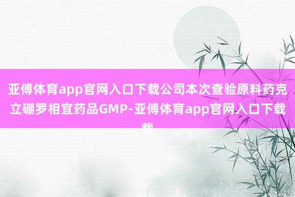 亚傅体育app官网入口下载公司本次查验原料药克立硼罗相宜药品GMP-亚傅体育app官网入口下载